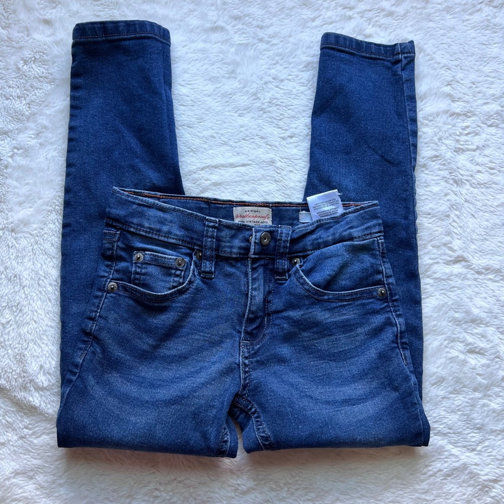 Weatherproof Vintage Boys Skinny Jeans Medium Wash Blue Size 7 Adjustable Waist